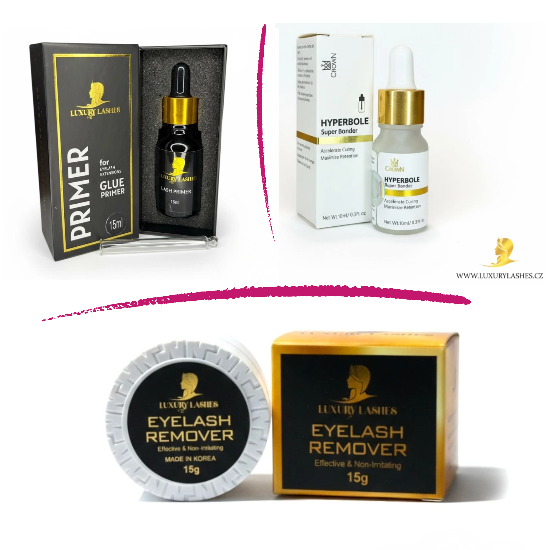 Nejlepší produkty pro lashistky: primery, bondery a removery Luxury Lashes